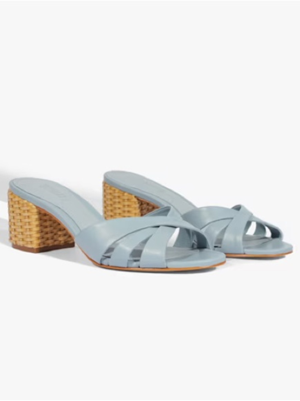 NIB Schutz Keefa Straw Mule Sandal - Sky Blue - Women’s 10